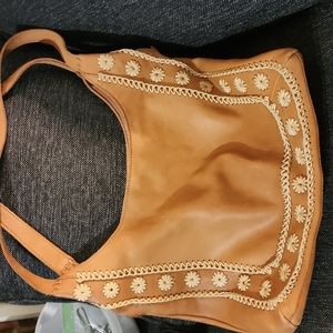Caramel/cream The SAK leather shoulder bag